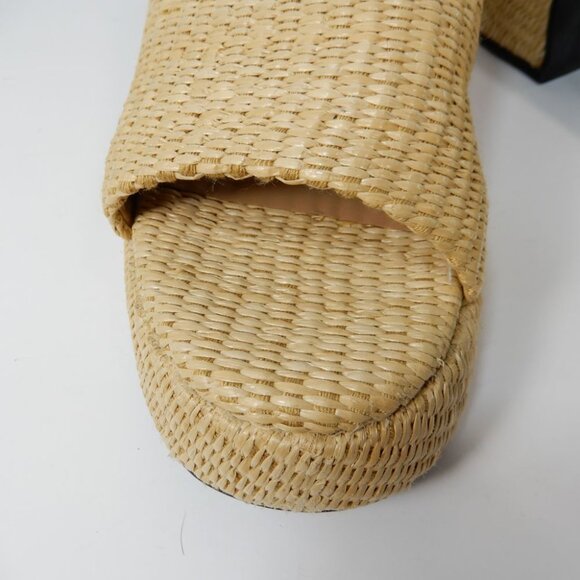 GANNI Butterfly Raffia Platform Mules Heeled Sandals Size 38 8 Natural NEW $425 - Picture 7 of 15